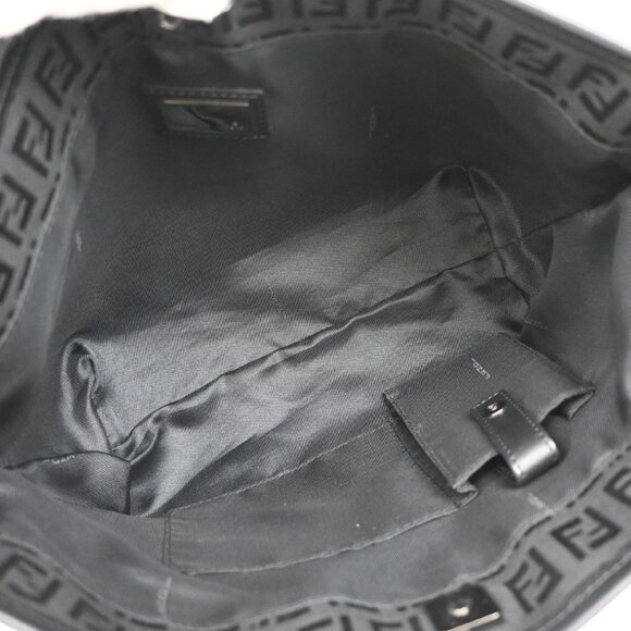 FENDI Logo Zucchino Shoulder Tote Bag Canvas Leather Black SHW Italy 76YH755 - Picture 10 of 14